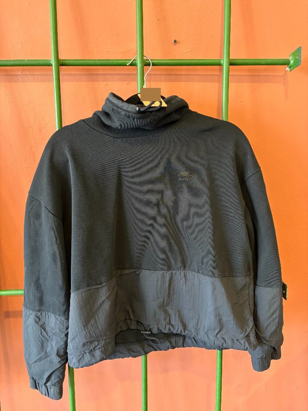 Roots Black Two Tones Cowl Neck Sweater